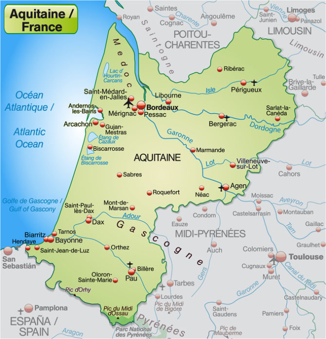 dordogne aquitaine france map