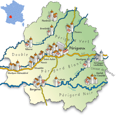 map of the dordogne region in france