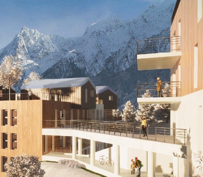 Stunning new build Les Mazots de Kayla in Les Houches is a ski-in development just 10 minutes from Chamonix