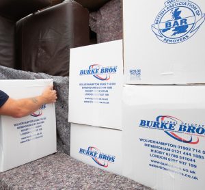 Boxes with Burke Bros logo on them